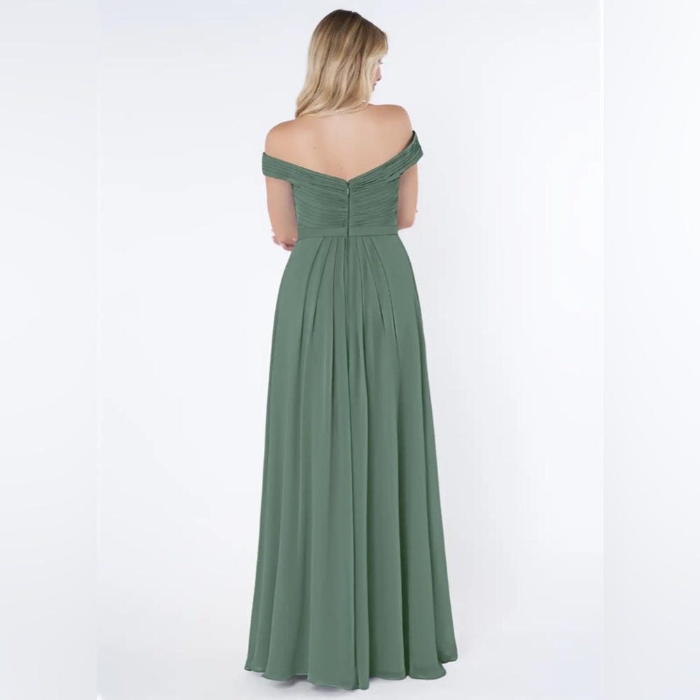 Azazie Off-Shoulder Maxi Dress in Green - Picture 4 of 7